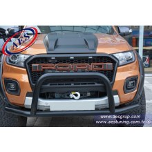 FORD RANGER ÖN KORUMA DEMİRİ SİYAH KÖŞE KORUMALI PASLANMAZ KROM ÇELİK ÜZERİ BOYA