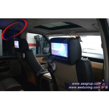 RANGE ROVER SPORT ARKA KAFALIK MONİTÖRÜ '' 8 inç. AKTİF BAŞLIK ÇİFT DVD'Lİ KABLOSUZ KULAKLIK ''