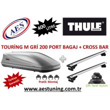 THULE TOURİNG M 200 PORT BAGAJ GRİ 400 LİTRE TAŞIYICI SİSTEM DAHİL ALÜMİNYUM BAR